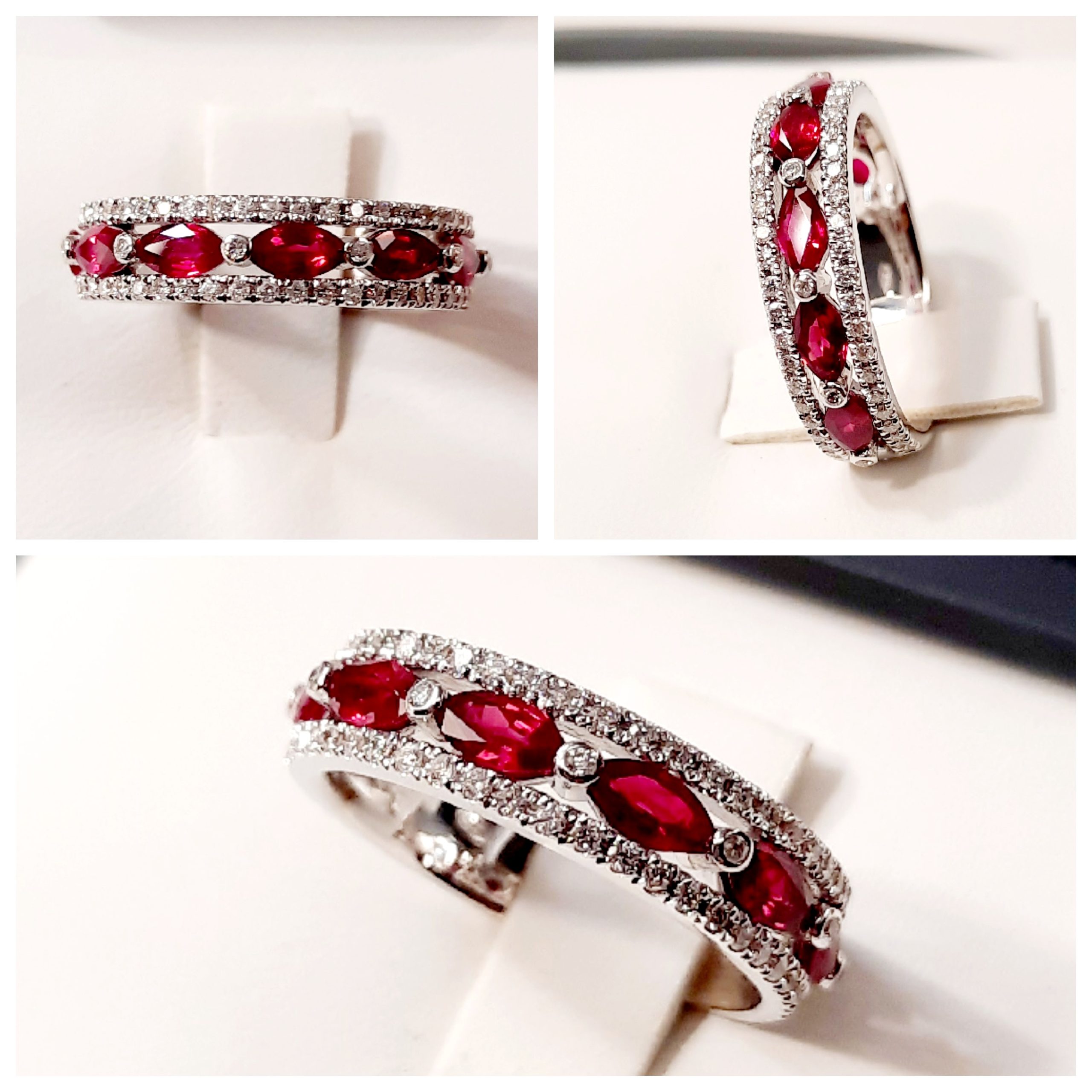 Anello MIORE Eternità Con Diamanti E Rubini Naturali | 0.13 Ct Diamanti + 0.27 Ct Rubini | Oro Giallo 9 Carati 375 | Con Certificato E Portagioie