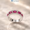 Anello Riviera con Rubini navette e Diamanti